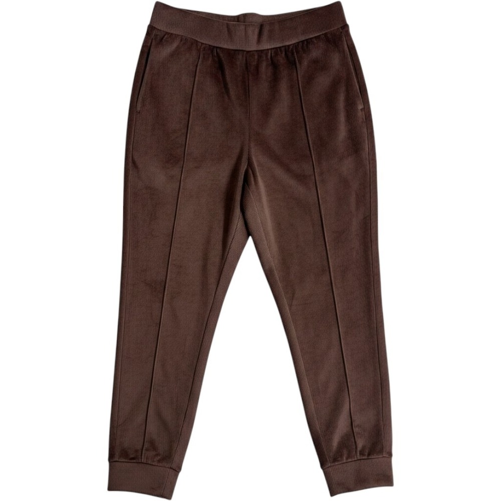 All in Motion Brown Ribbed Velour Joggers Tapered Sweatpants Womens Large